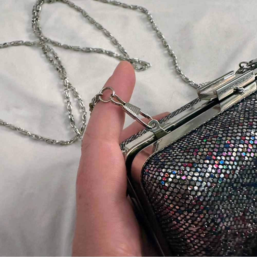 Sparkling Multicolor Clutch Purse with Optional Chain | Rectangular, Glitter - Picture 4 of 8